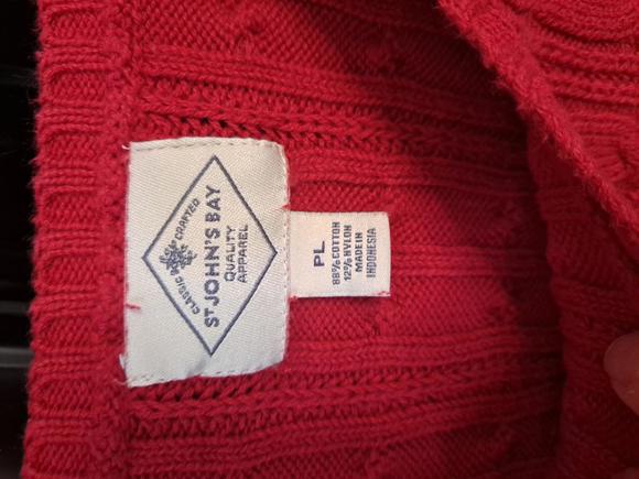St Johns Bay Red Cable Knit Sweater Size PL - Picture 4 of 5
